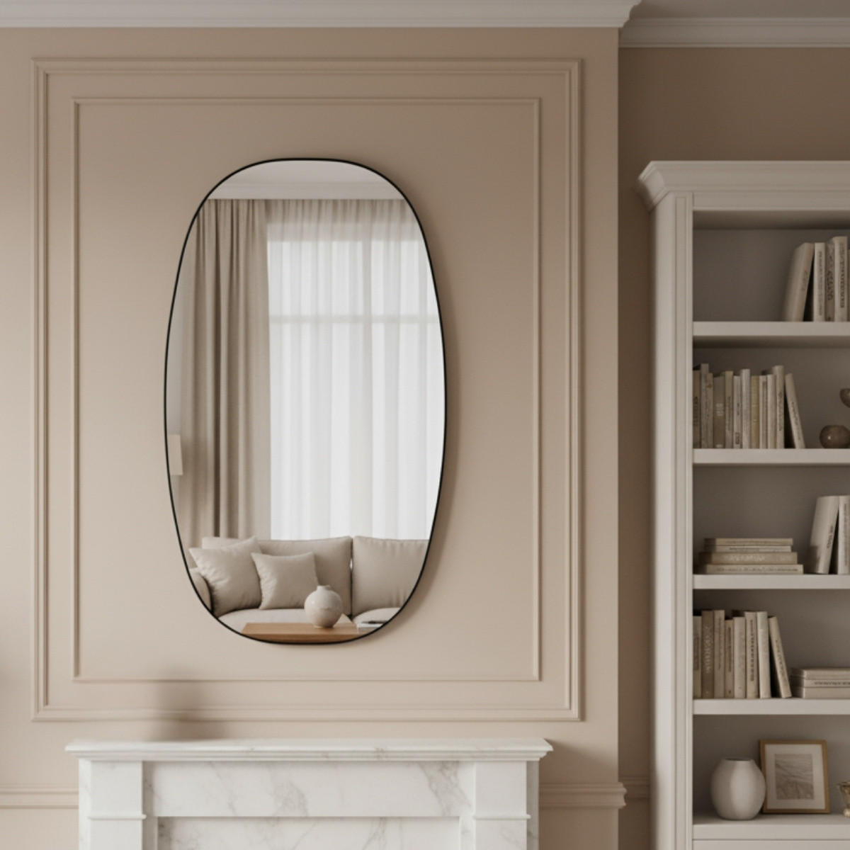 WANDSPIEGEL Ovyn 60/32 cm - Schwarz, Glas (32/60/0.4cm) - EDAXO