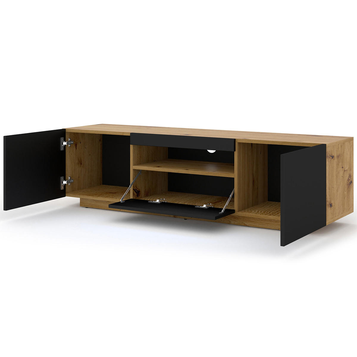 TV-MÖBEL Aurus Holz und Schwarz - Schwarz, Holzwerkstoff (150/36/37cm) - Petits-meubles