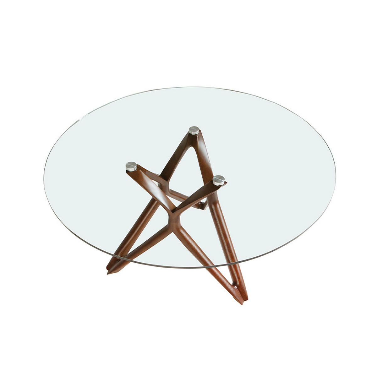 ESSTISCH Esstisch runde gehärtetes Glas aus walnussfarbenes Holz Ø120/75 cm - Transparent/Walnussfarben, Holz (120/120/75cm) - ANGEL CERDA