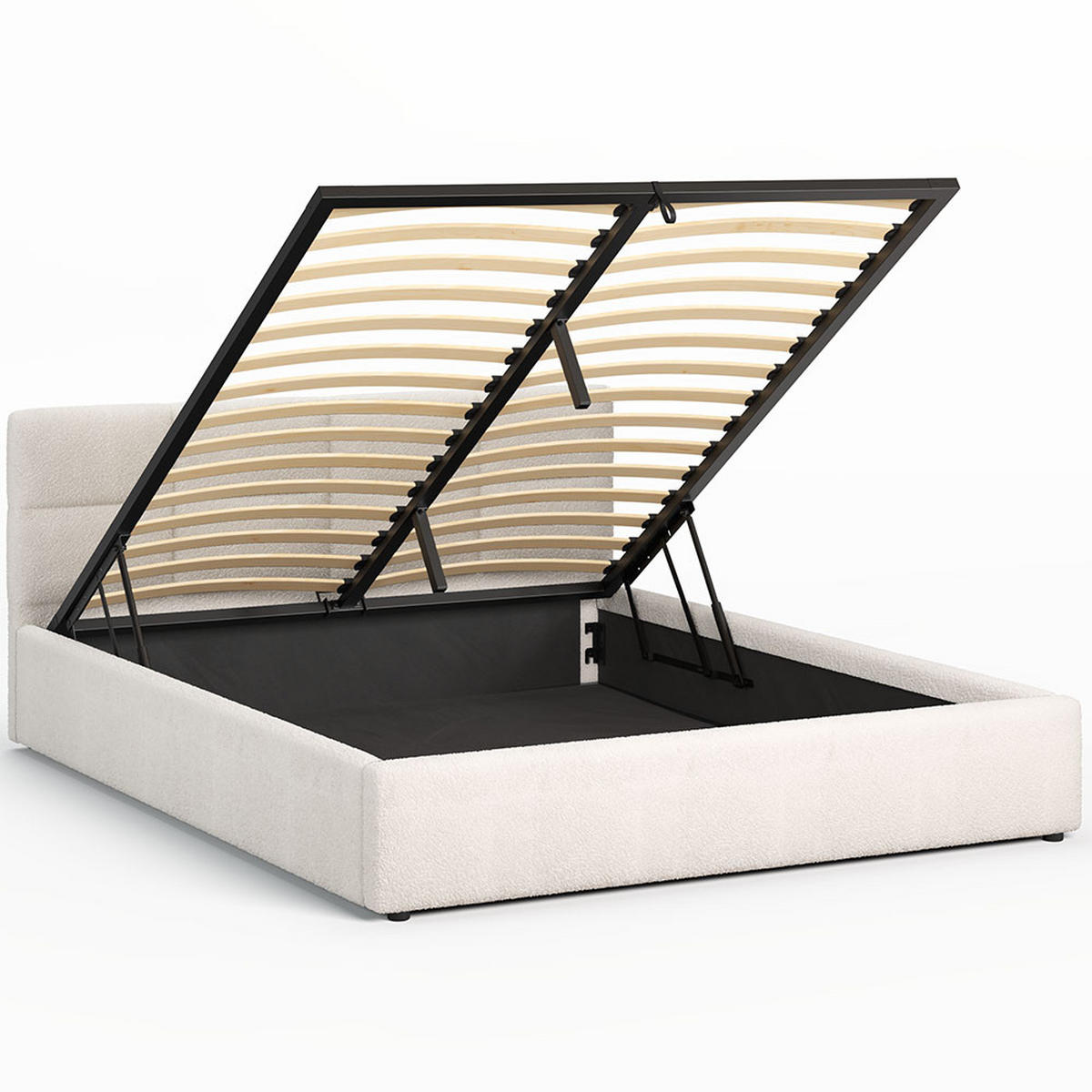 POLSTERBETT 160×200 mit Bettkasten und Lattenrost Mika Teddy-10 Beige Velours - Beige, Holz/Textil (160/200cm) - Jana
