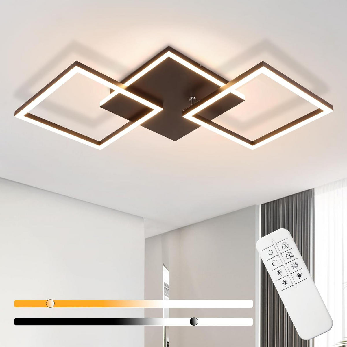 LED-DECKENLEUCHTE Schwarzzahn 29.5/7.4/62.8 cm - Schwarz, Metall (62.8/29.5/7.4cm) - ZMH