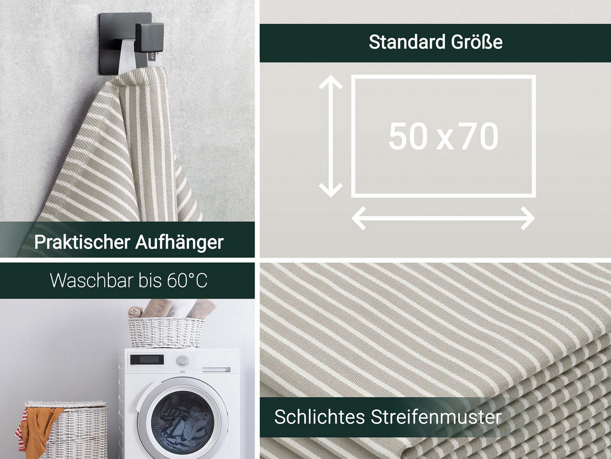 GESCHIRRTÜCHER, 5er-Set, 100% Baumwolle - Taupe, Textil (50/70cm) - Zollner