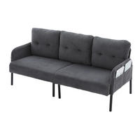 SOFA Dreisitzer mit Seitentasche 171 x 72 x 80 cm Cord Gray - Grau, Textil (171/80/72cm) - IVMEU
