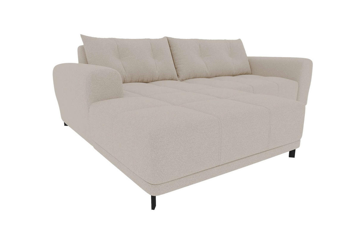 ECKSOFA Massimo Strukturstoff Beige inkl. Schlaffunktion Links - Beige/Schwarz, Textil/Metall (246/177cm) - 99rooms