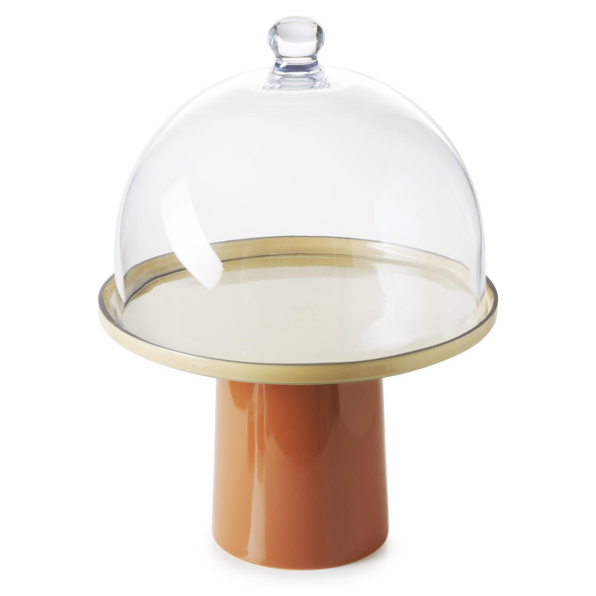 TORTENSTÄNDER CARACTERE L 30 cm MUSKAT/ZIMT - Currygelb/Terracotta, Keramik (30/20/30cm) - Revol Porcelaine France
