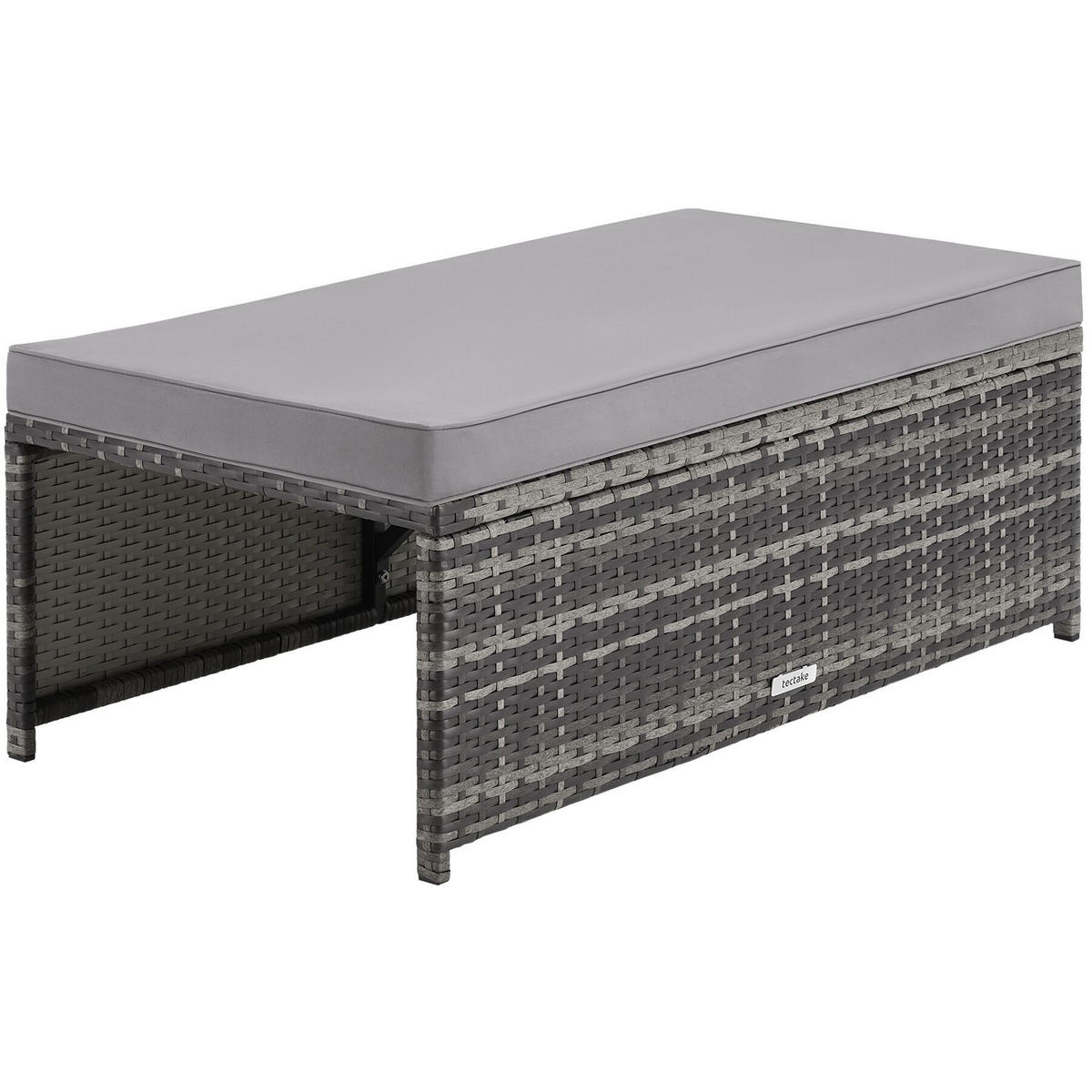 RATTANLOUNGE-SET Monopoli, 2-in-1 Sofa & Sitzgruppe, 110 x 60 x 61,5 cm, grau - Grau, Kunststoff - tectake