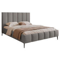 POLSTERBETT Sarafino Hellgrau Samt 160x200 cm - Hellgrau/Schwarz, Textil/Metall (160/200cm) - Selsey