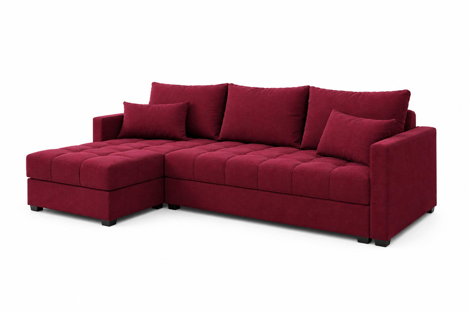 WOHNLANDSCHAFT AURELIA– Ecksofa in L-Form mit Schlaffunktion Bettkasten & Kissen Stoff KRONOS 226 cm Rot - Rot, Kunststoff (226/140cm) - Wohnideebilder