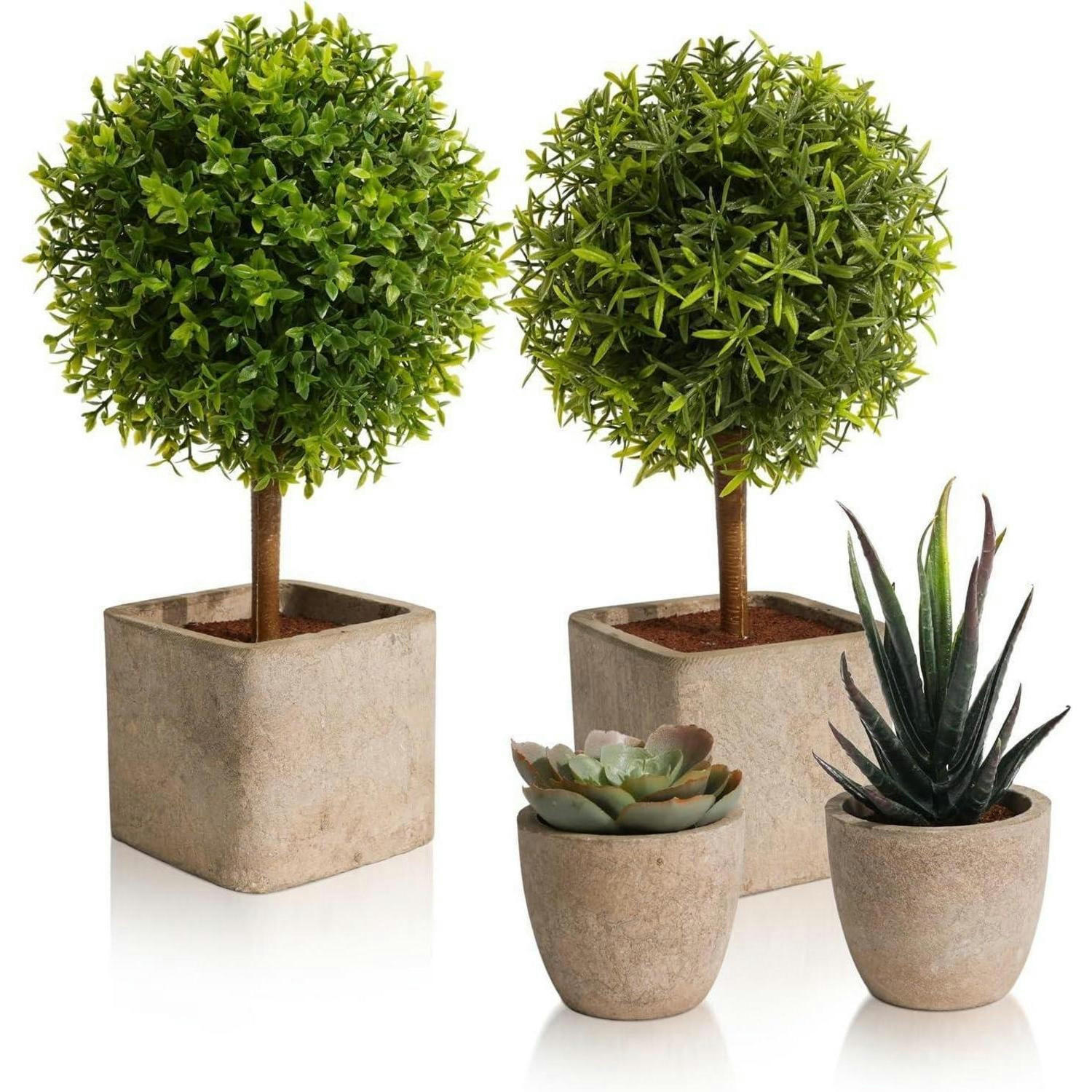 KUNSTPFLANZEN 4-teiliges Set Grün - Grün, Kunststoff (11cm)