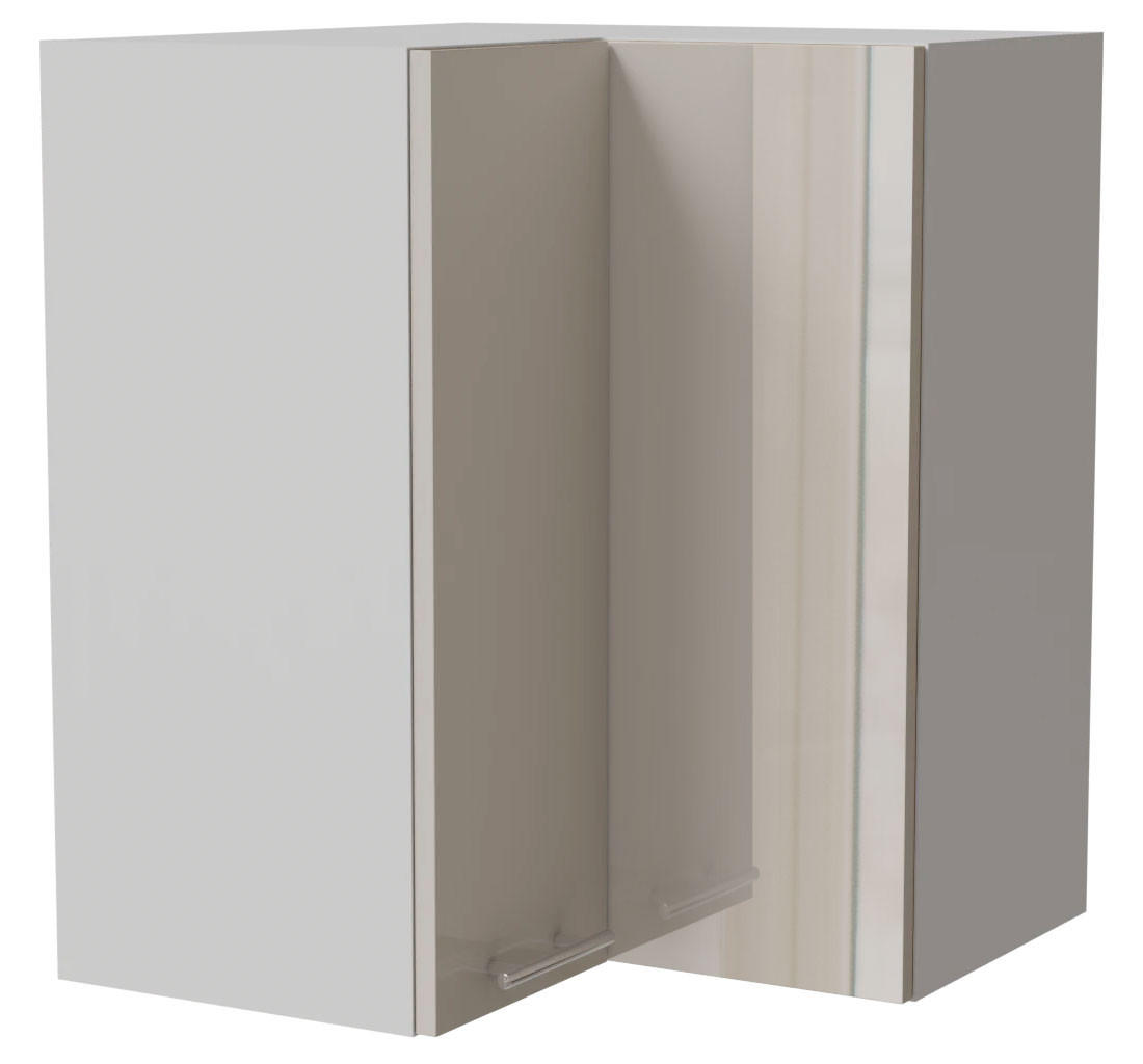 ECKHÄNGESCHRANK Brerra W12/60 Weiß / RAL 9001 creme Hochglanz 60 / 60 / 72cm - Creme/Weiß, Holz/Holzwerkstoff (60/72/60cm) - Feldmann-Wohnen