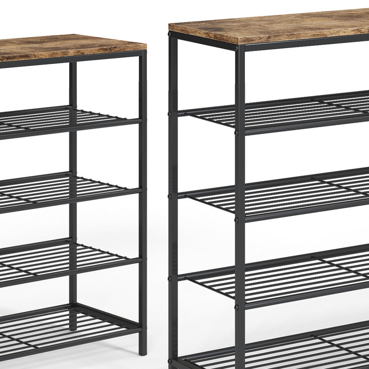 SCHUHBANK Fyrk Eiche rustikal 100 x 80 cm - Wildeiche/Schwarz, Holzwerkstoff (100/80/30cm) - Vicco