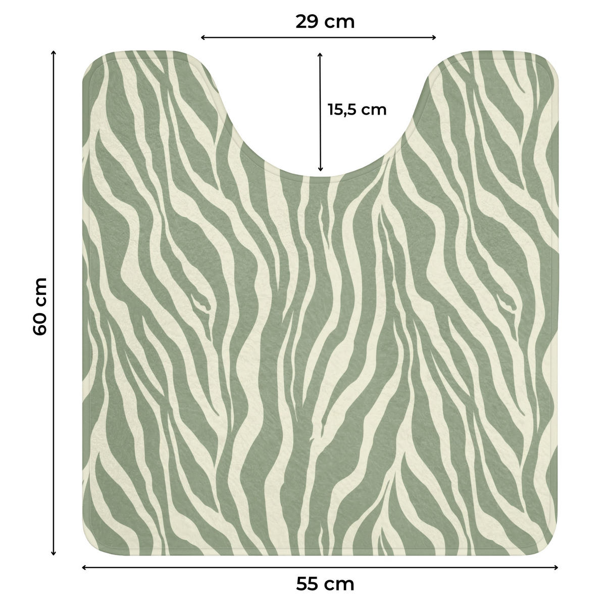 WC PŘEDLOŽKA Zebra - Motiv - zelená 55x60 cm - šalvějově zelená, textil/plast (55/1cm) - OnlyWow