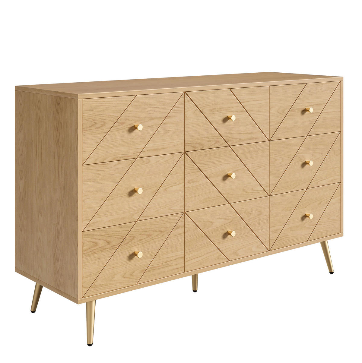 KOMODA 130 cm se 6 zásuvkami a oblými rohy z přírodního ratanu, Přírodní - přírodní, kompozitní dřevo (130/74/40cm) - Redom