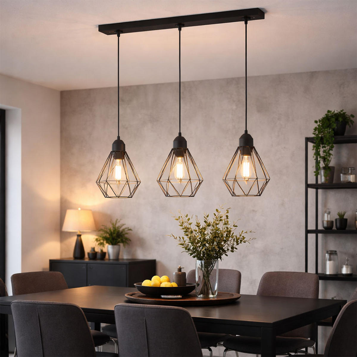 LED HÄNGELEUCHTE Metall Gitter Schwarz - Schwarz, Metall (58/15/120cm)