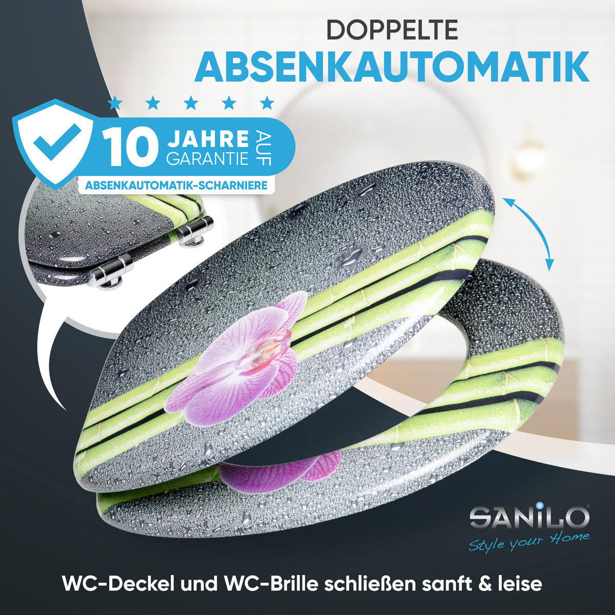 WC-SITZ mit Absenkautomatik Asia - Violett, Holzwerkstoff (38/6/47cm) - Sanilo