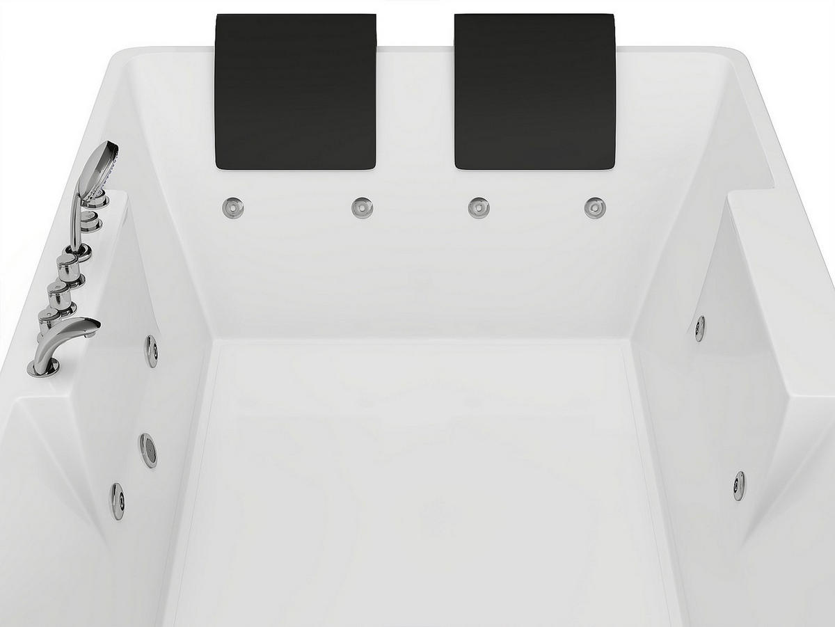 WHIRLPOOLBADEWANNE - 2 -Sitzer - Acryl - weiß - THALASSA - Weiß, Kunststoff (182/62/122cm) - Vente-Unique