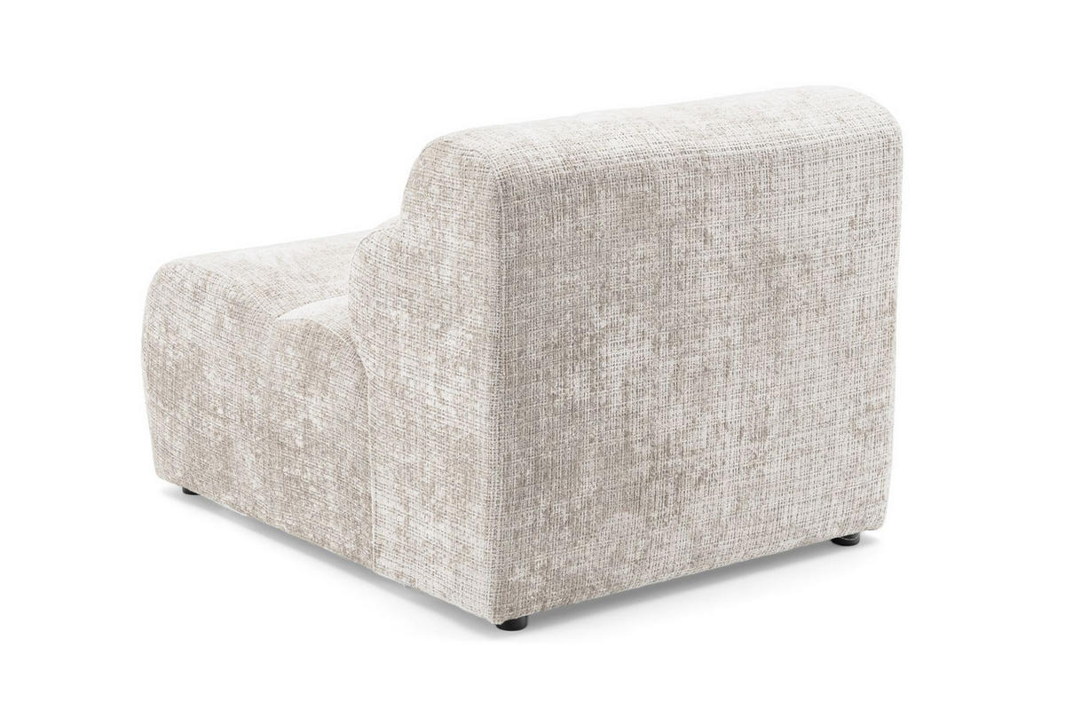 SESSEL VEER, Breite 131 cm, Chenille Webstoff Creme - Creme/Schwarz, Holz/Kunststoff (131/75/92cm) - Muffo
