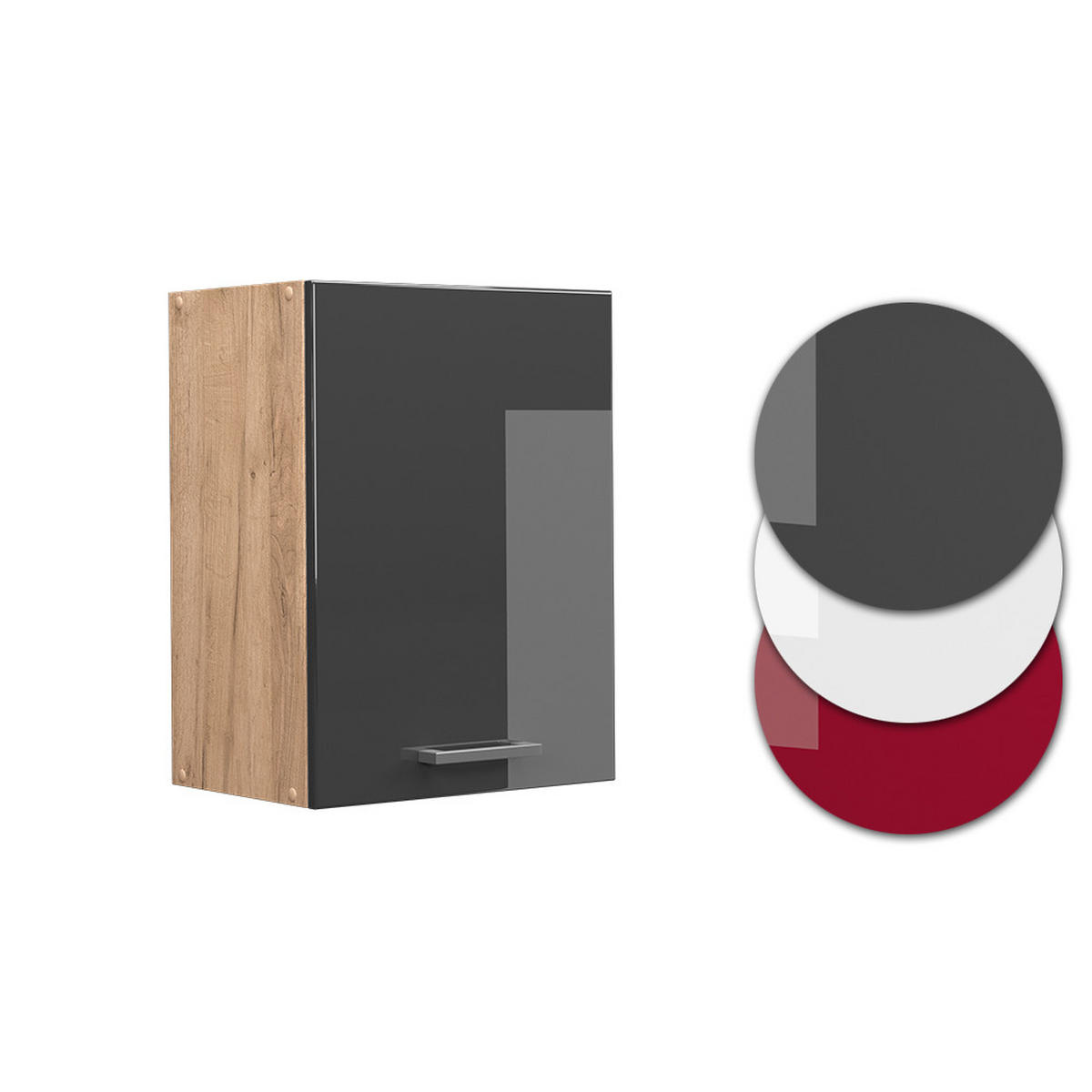 HÄNGESCHRANK R-Line Anthrazit Hochglanz 45 cm - Honigeiche/Schwarz Hochglanz, Holzwerkstoff (45/60/31cm) - Vicco