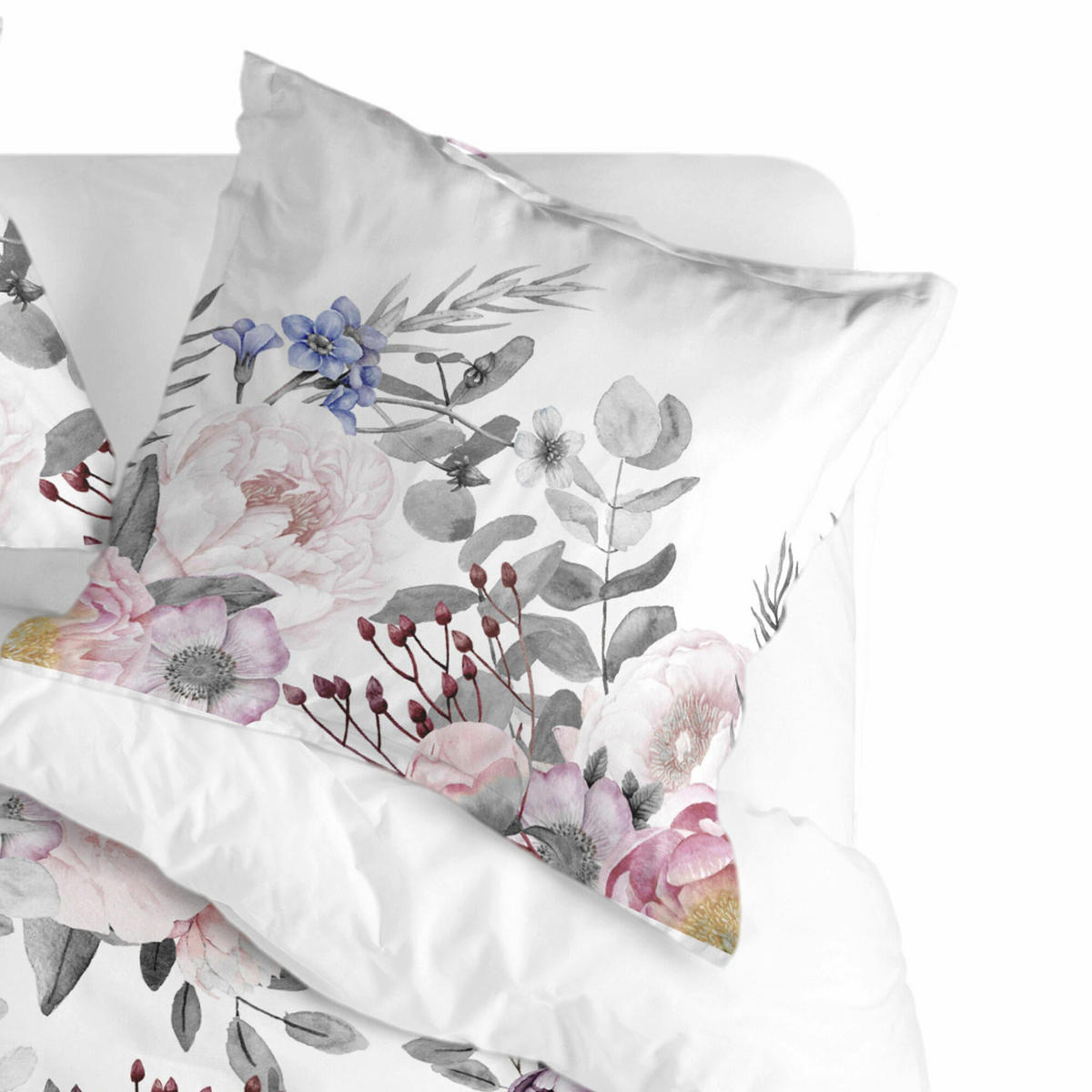 KISSENBEZUG delicate bouquet 80x80 cm mehrfarbig - Multicolor, Textil (80/80cm) - Happy Friday