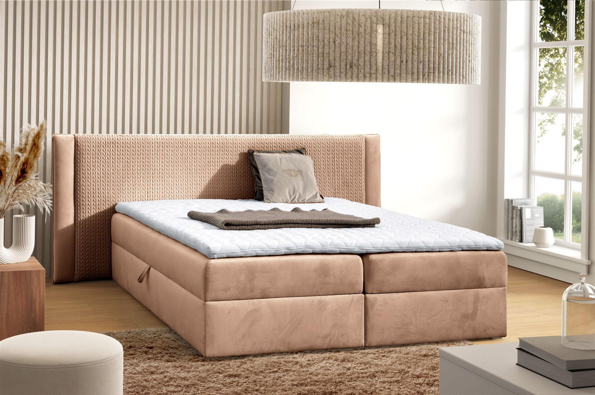 Thumbnail - Fun Möbel Boxbett, Rosa, Textil, 160x200 cm, Schlafzimmer, Betten, Boxspringbetten