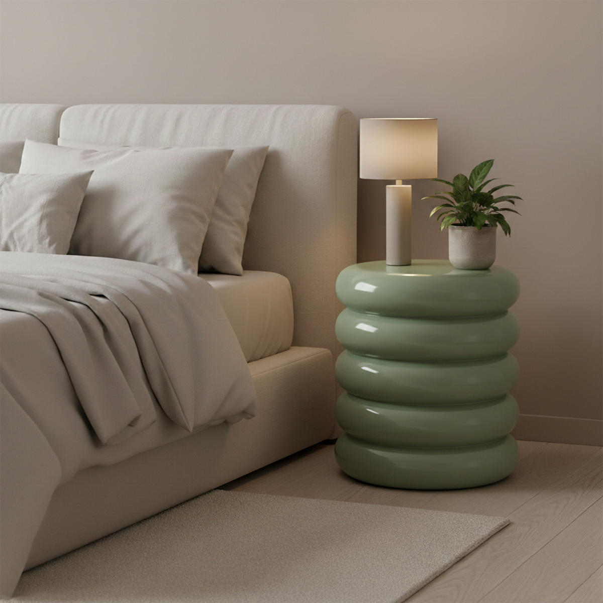 STRANSKA miza - zelena, kovina (31/31/45cm) - Relaxdays