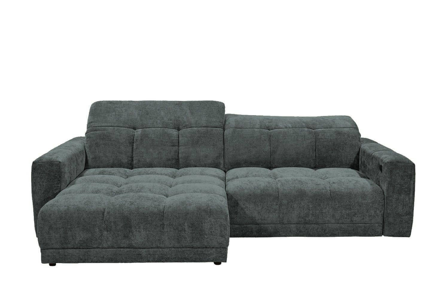 ECKSCHLAFSOFA mit elektronische Sitztiefenverstellung - Schwarz/Grün, Kunststoff/Textil (297/170cm) - ed exciting design