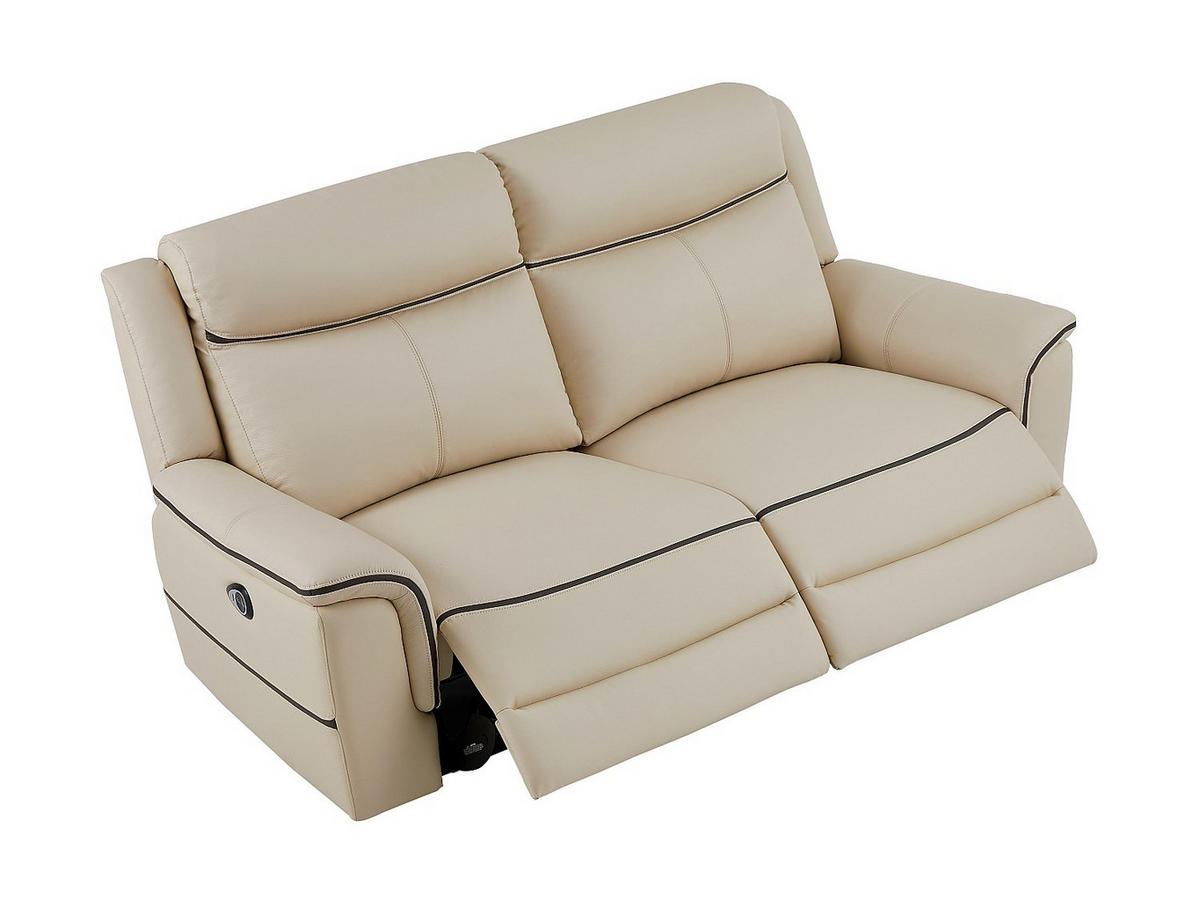 SOFAGARNITUR mit Relaxfunktion - 4 -Sitzer - Leder - beige - ADELIO - Beige, Leder (210/102/95cm) - Vente-Unique
