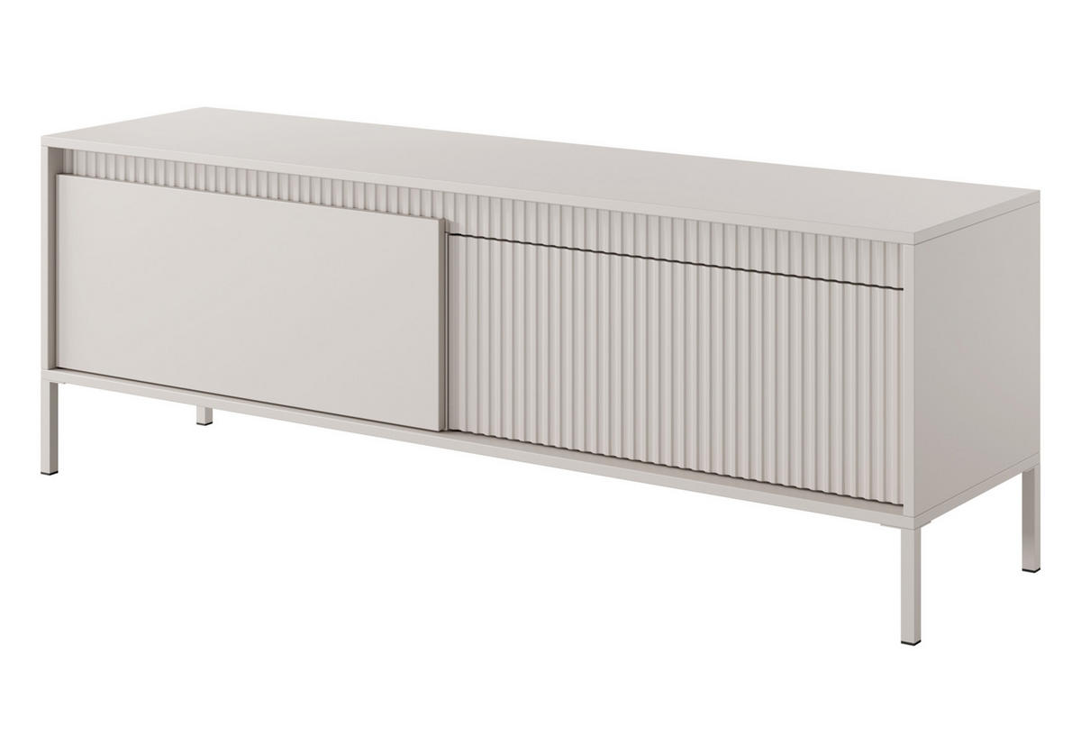 LOWBOARD Trentinis 2T Beige 153,5/53,4/39,5 cm – Geriffelten Fronten - Beige, Holzwerkstoff/Metall (153.5/53.4/39.5cm) - AX Living