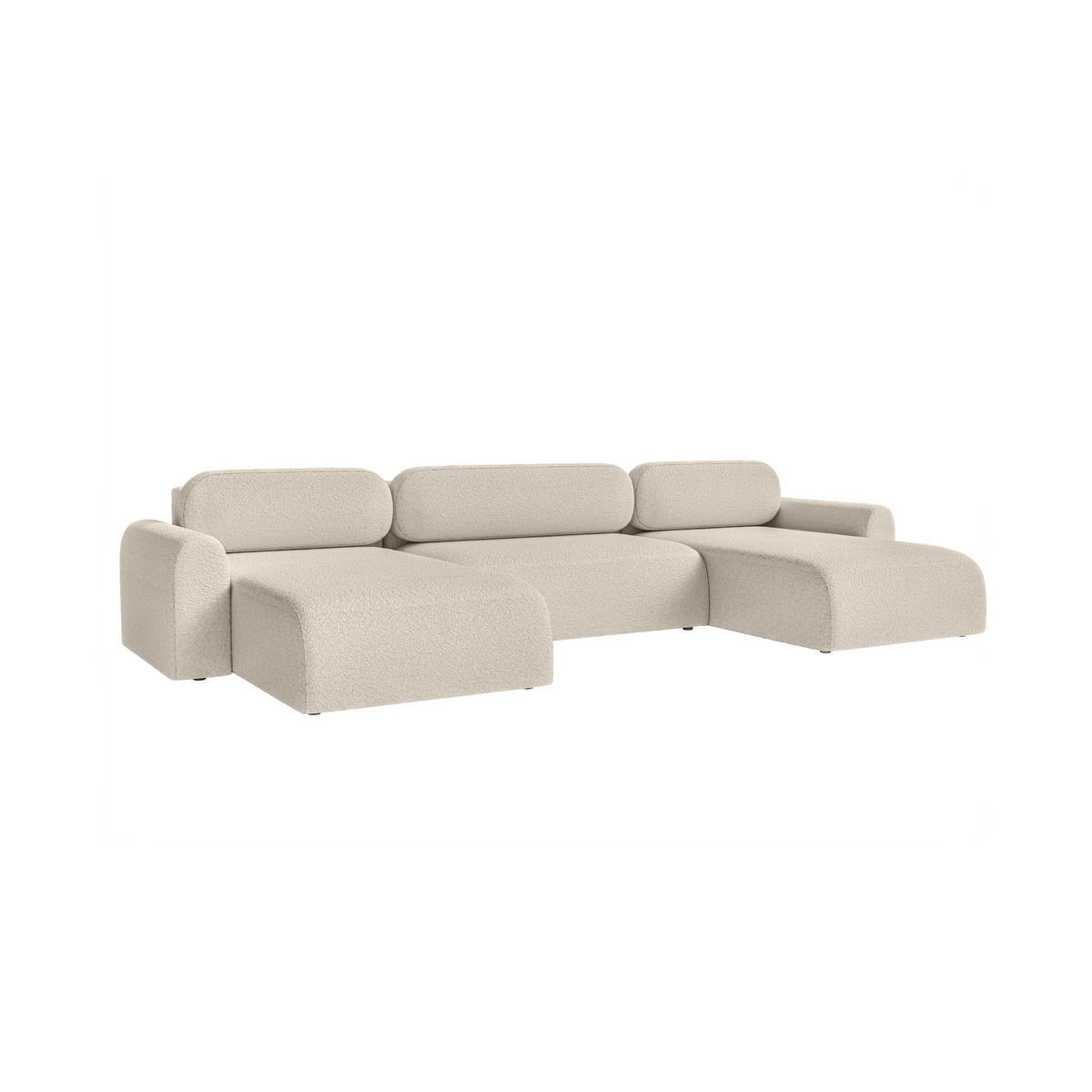WOHNLANDSCHAFT Lome U mit Schlaffunktion, Beige - Beige, Textil (386/70/185cm) - Fedve