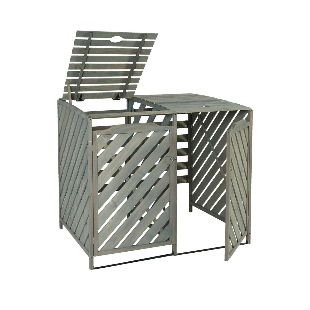 MÜLLTONNENBOX XL 2er-/4er HxBxT 121x133x98cm Grau Holz -zertifziert - Grau, Holz (133/121/98cm) - PROREGAL