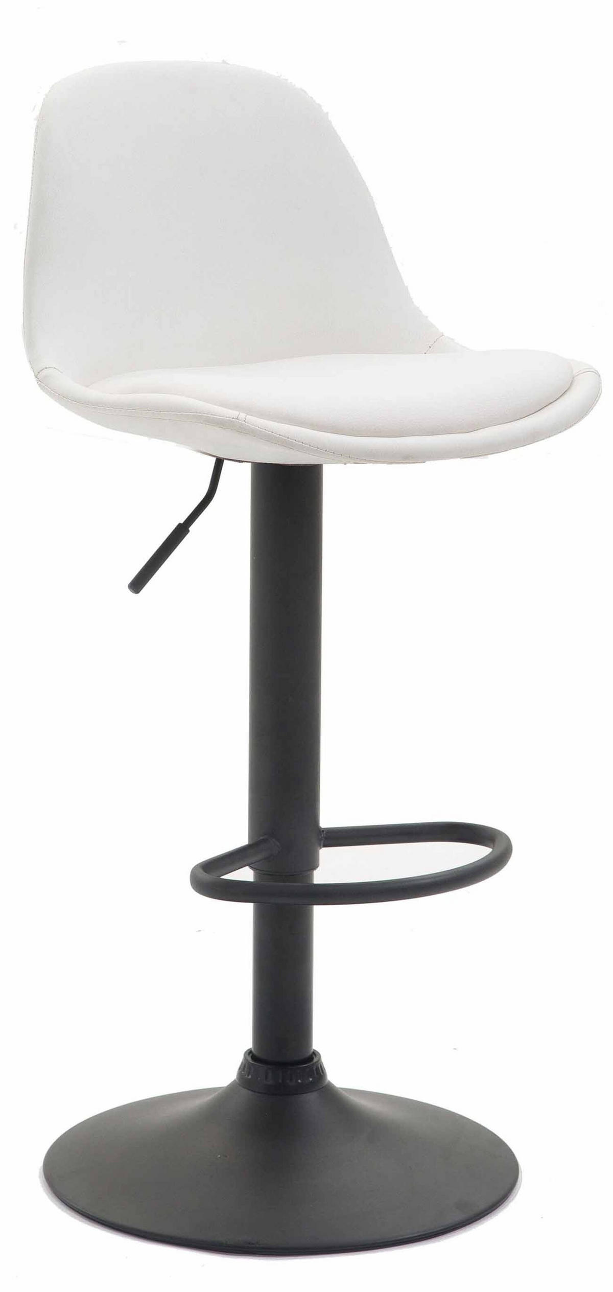 BARHOCKER Kilian, Gestell schwarz, Vollgepolstert Kunstleder Weiß - Schwarz/Weiß, Kunststoff/Textil (39/100/43cm) - TPFLiving