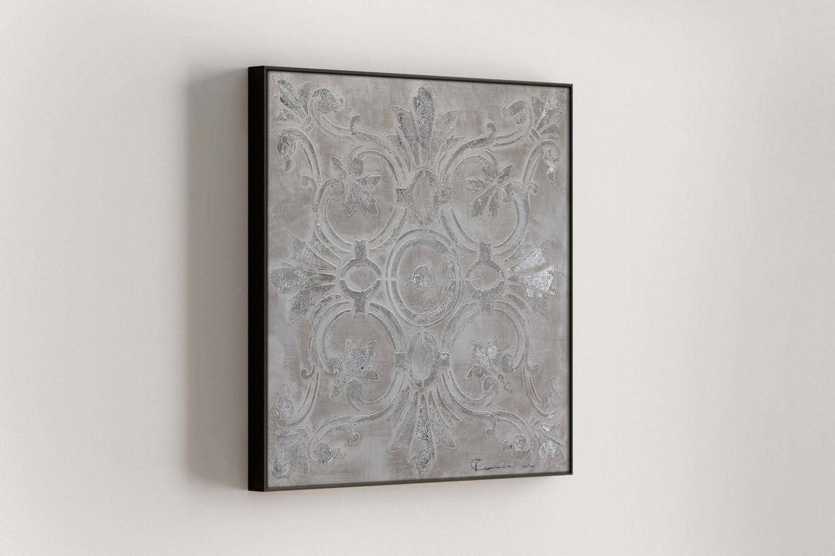 RUČNĚ MALOVANÝ AKRYLOVÝ OBRAZ ŠEDÝ, 80/80 CM - šedá, dřevo/textil (80/80cm) - KUNSTLOFT