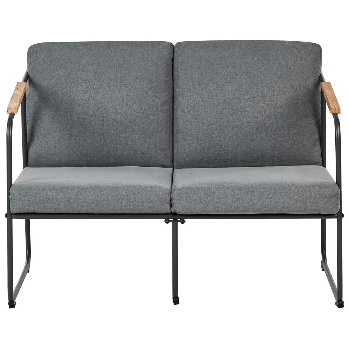 LOUNGE-SET 4-sitzer Stahl Grau Vezzana - Hellbraun/Schwarz, Metall - Beliani