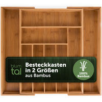 BESTECKKASTEN größenverstellbar 7 - 9 Fächer Bambus - Eichefarben, Holz (33.7/5/44.5cm) - Blumtal