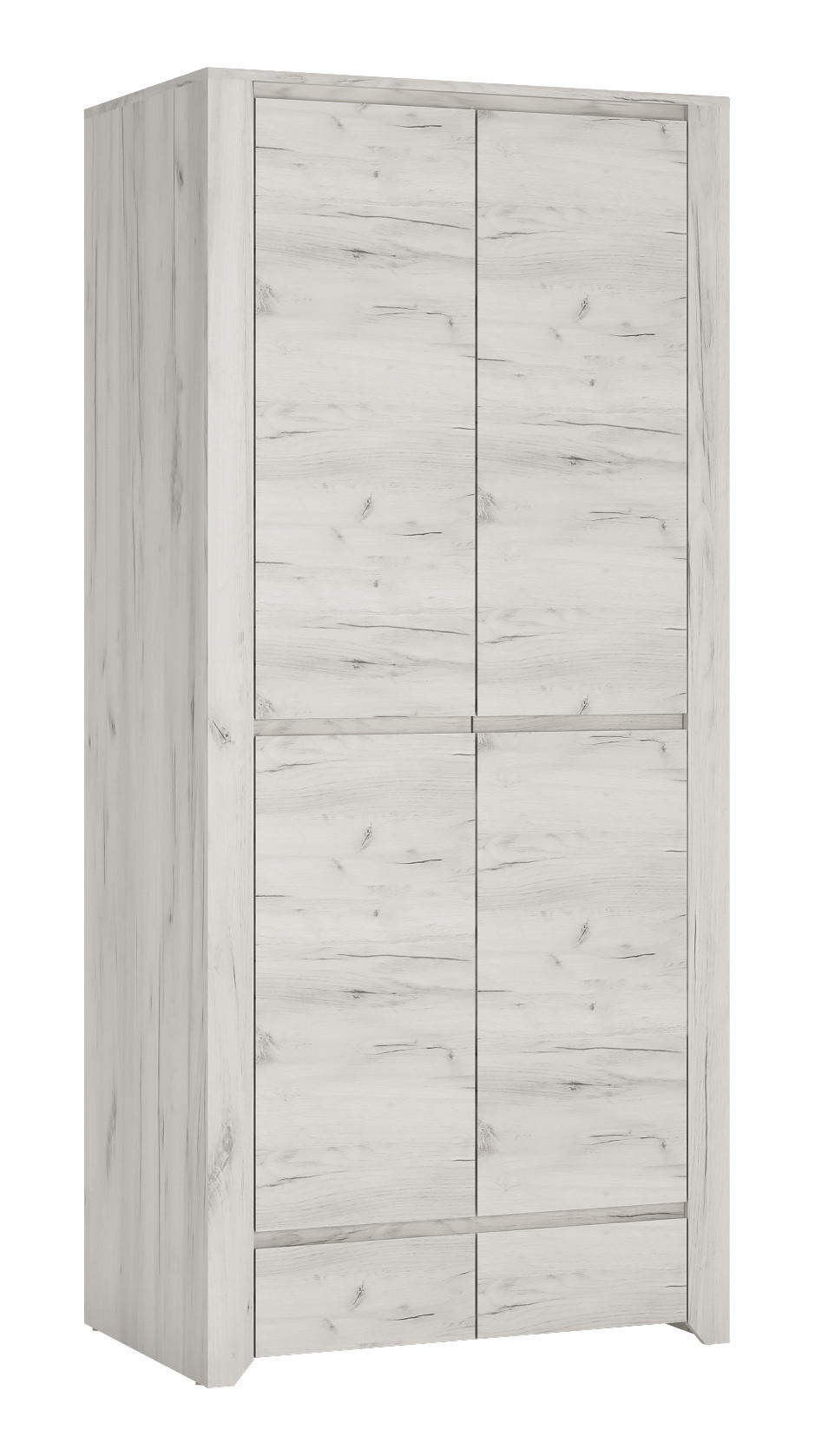 KLEIDERSCHRANK Emmi in Weißeiche – Kleiderschrank 2türig 84 x 190,5 x 58,2 cm - Weiß, Holzwerkstoff (84/58/190cm)