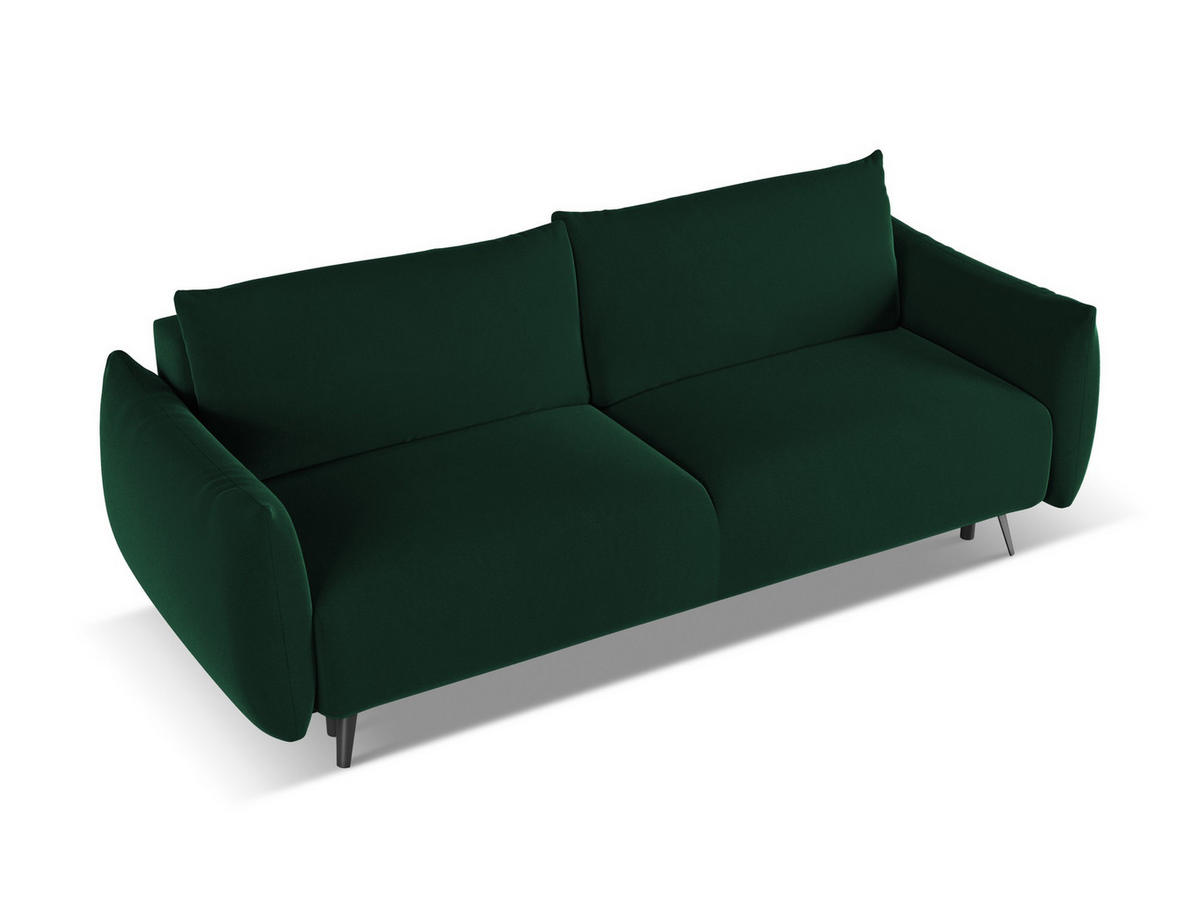 4-SITZER-SOFA Samt Stoff Grün - Dunkelgrün/Schwarz, Kunststoff/Textil (232/81/98cm) - Makamii