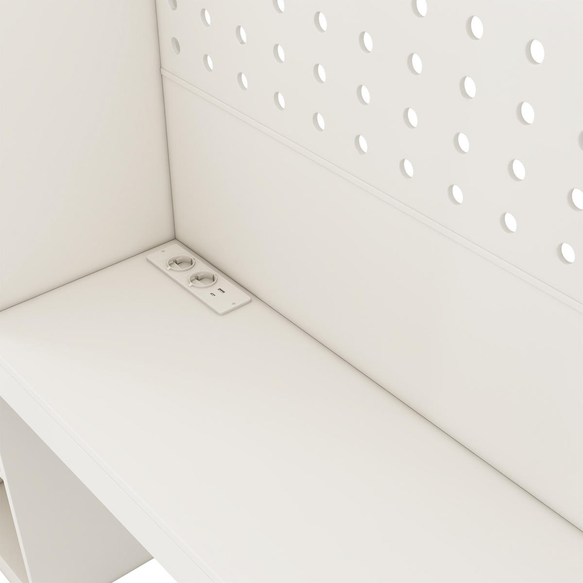 HOCHBETT 90/200 cm DE-00905, in Weiß, Schreibtisch und Kleiderschrank - Weiß, Holz (90/200cm) - ComfortXL