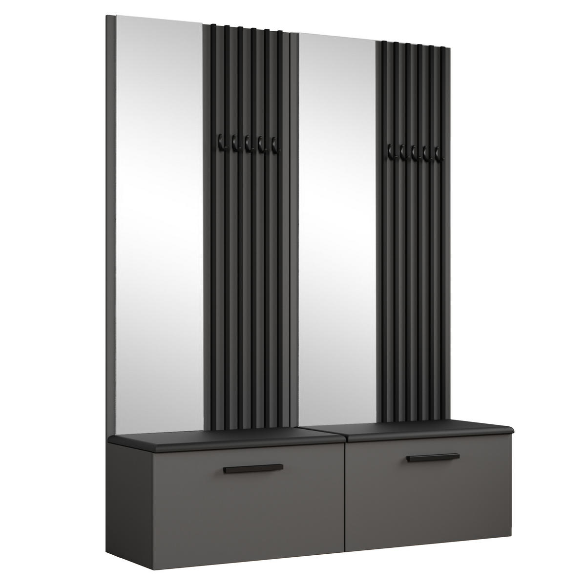 GARDEROBENSCHRANK MODULO 161,2/204/40 cm Modern Garderobe-Set Grau - Schwarz/Grau, Holzwerkstoff (161.2/204/40cm) - MASSENO