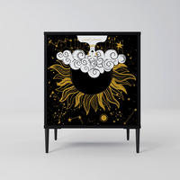 SIDEBOARD STELLAR CONSTELLATIONS, Schwarz, 57,5x42x72,5 cm, Schwarze Metallfüße - Multicolor/Schwarz, Holzwerkstoff/Metall (57.5/72.5/42cm) - SpaceRebels