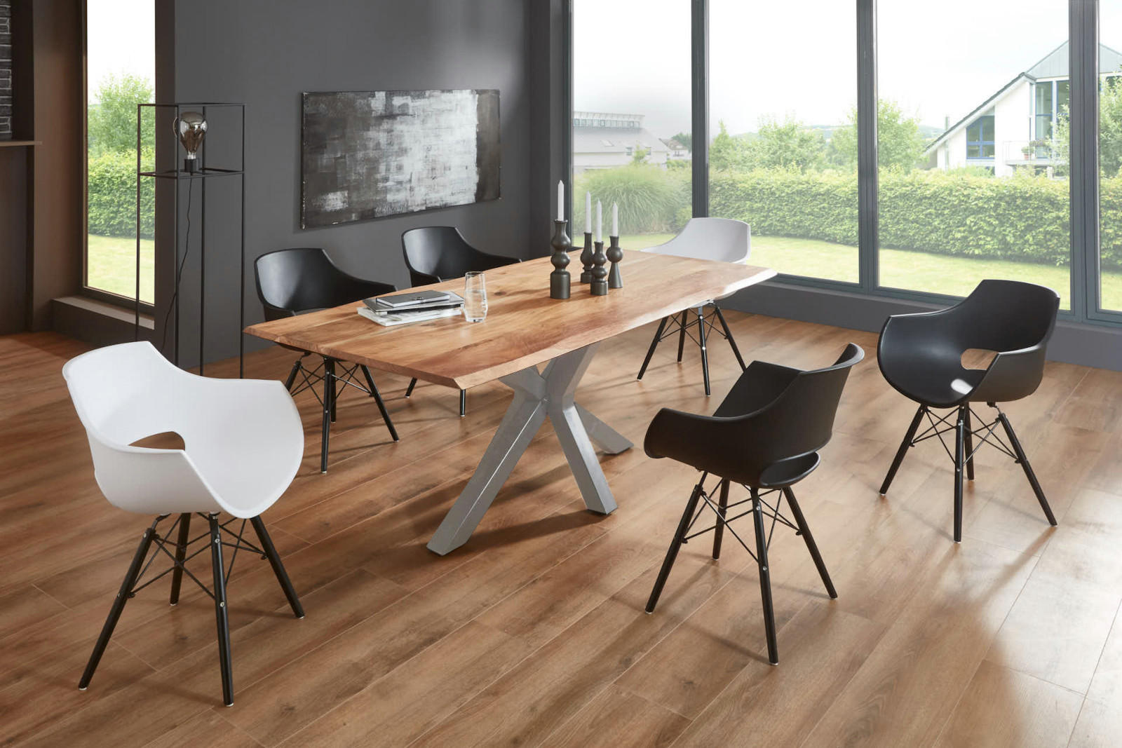 ESSTISCH SPYRO - Beige/Silberfarben, Holz/Metall (100/280/76cm) - SAM