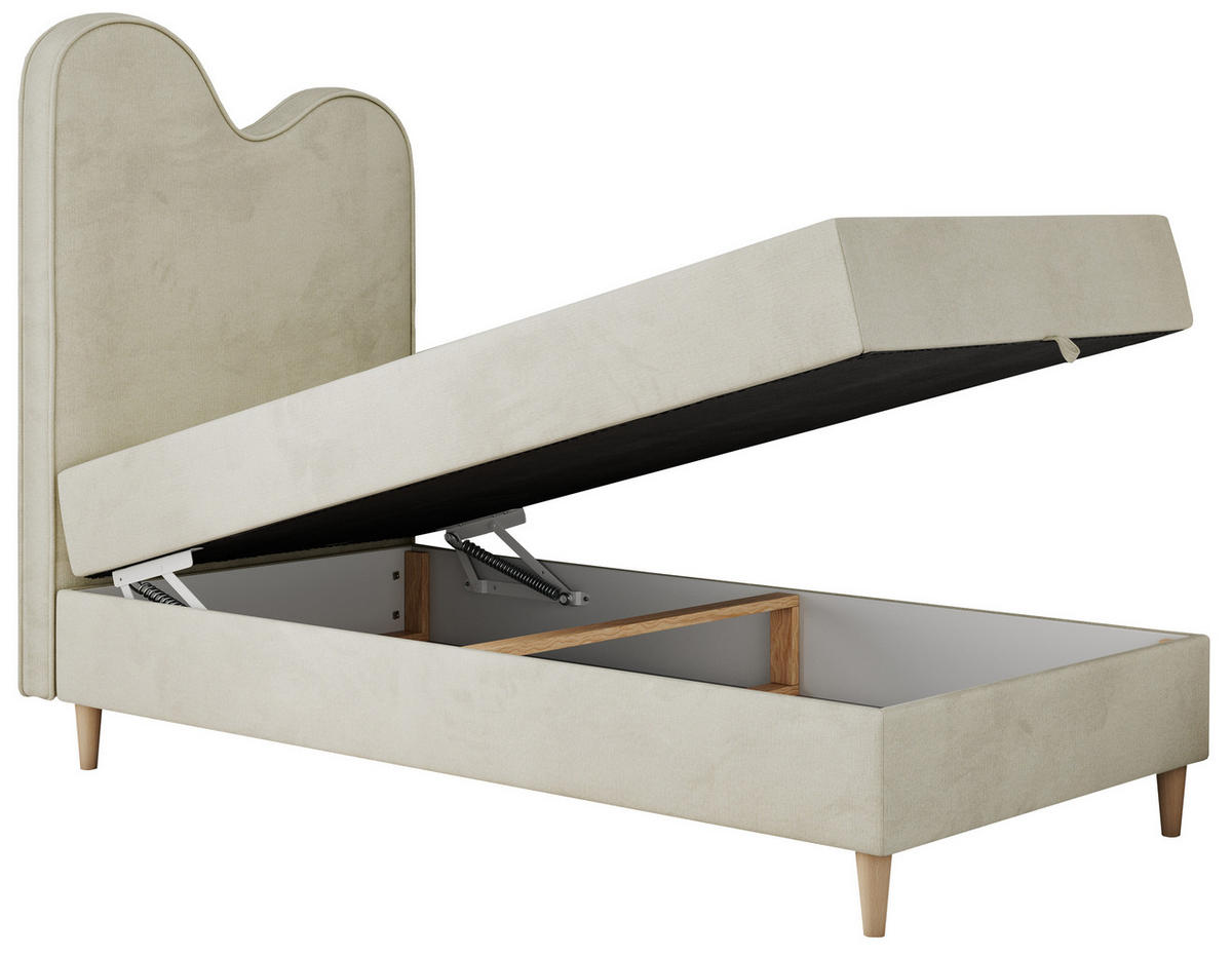BOXBETT FLOW 90/180 Beige Velvet hydrophob - H3 - Beige, Holz/Textil (90/180cm) - MKS