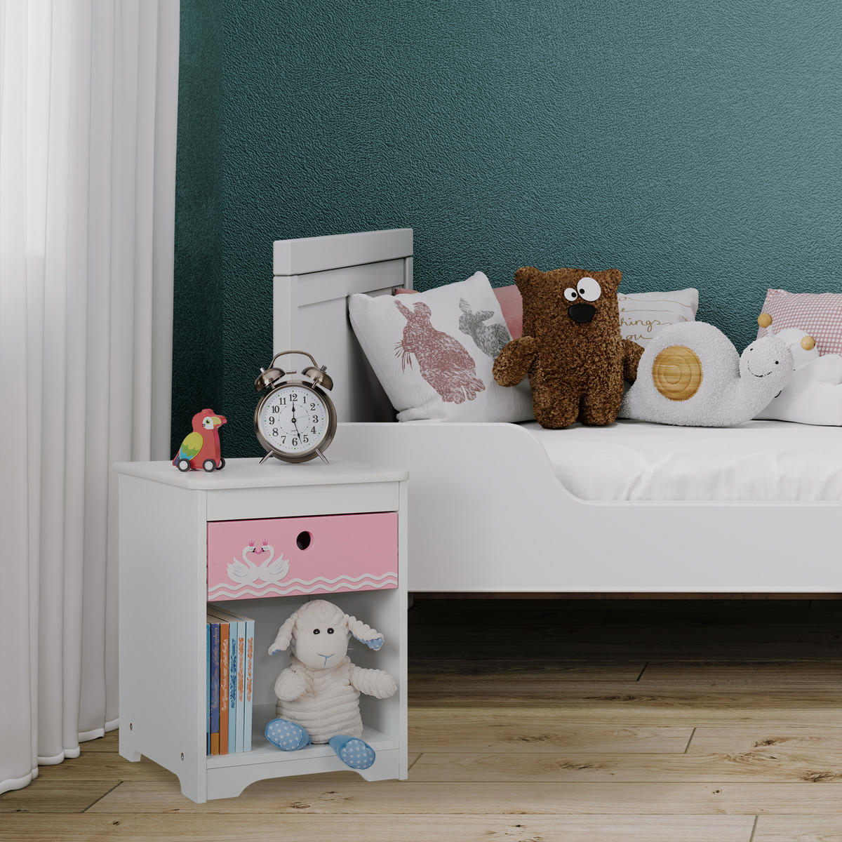 KINDERNACHTTISCH - Weiß, Holzwerkstoff (32/41/31cm) - Relaxdays