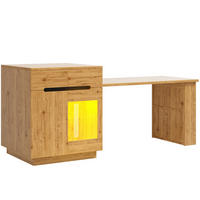 KÜCHENINSEL Ausziehbarer Tisch LED App Eiche Stauraum - Naturfarben, Holzwerkstoff (122/93.5/70cm) - FLIEKS
