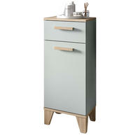 BADSCHRANK grün, Eiche 34 x 87 cm, Badezimmer Kommode skandinavisches Design - Eichefarben/Grün, Holzwerkstoff (34/87/31cm) - Inn.Furn