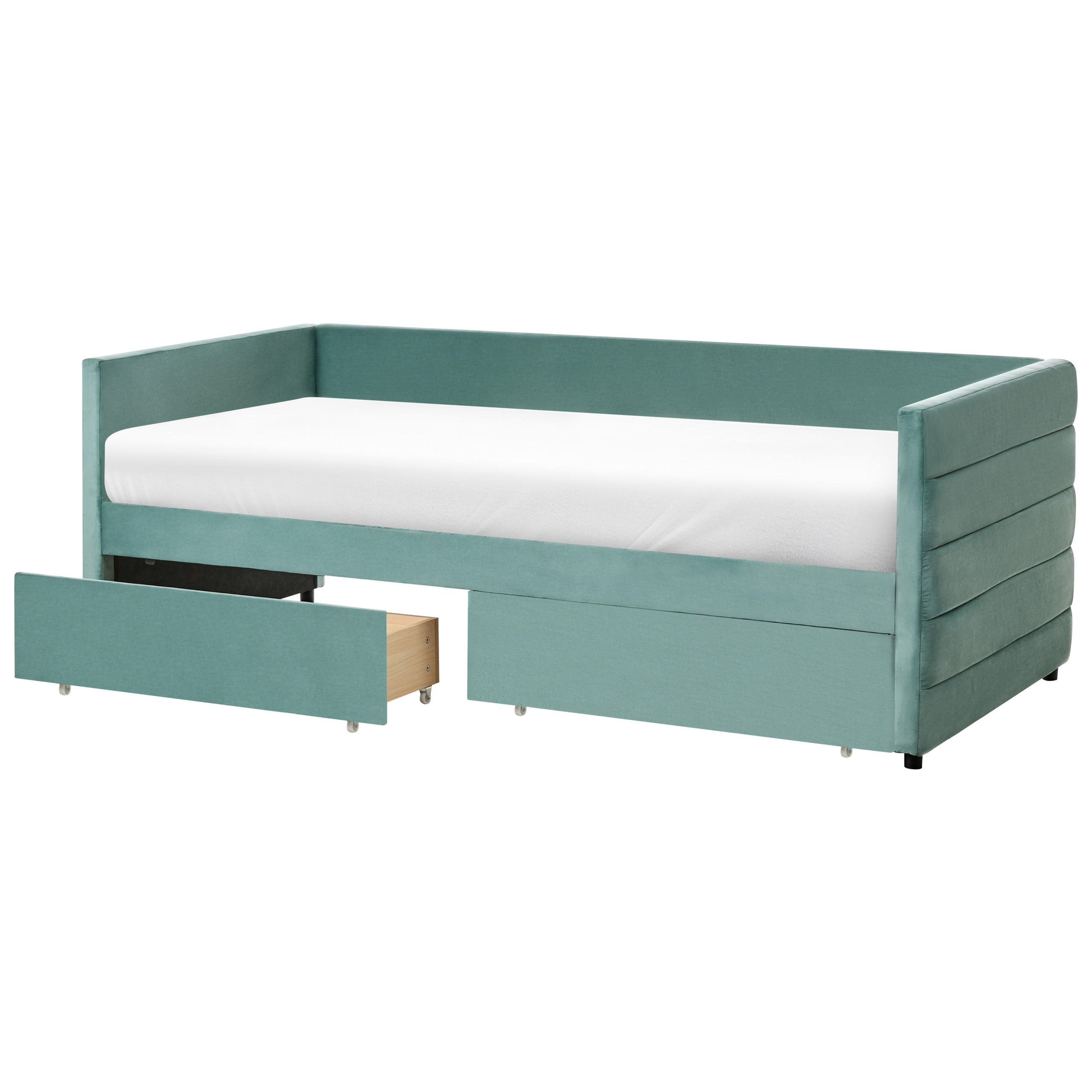 TAGESBETT mit Stauraum 90/200 Samtstoff Mintgrün Marray - Mintgrün, Textil (90/200cm) - Beliani
