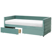 TAGESBETT mit Stauraum 90/200 Samtstoff Mintgrün Marray - Mintgrün, Textil (90/200cm) - Beliani