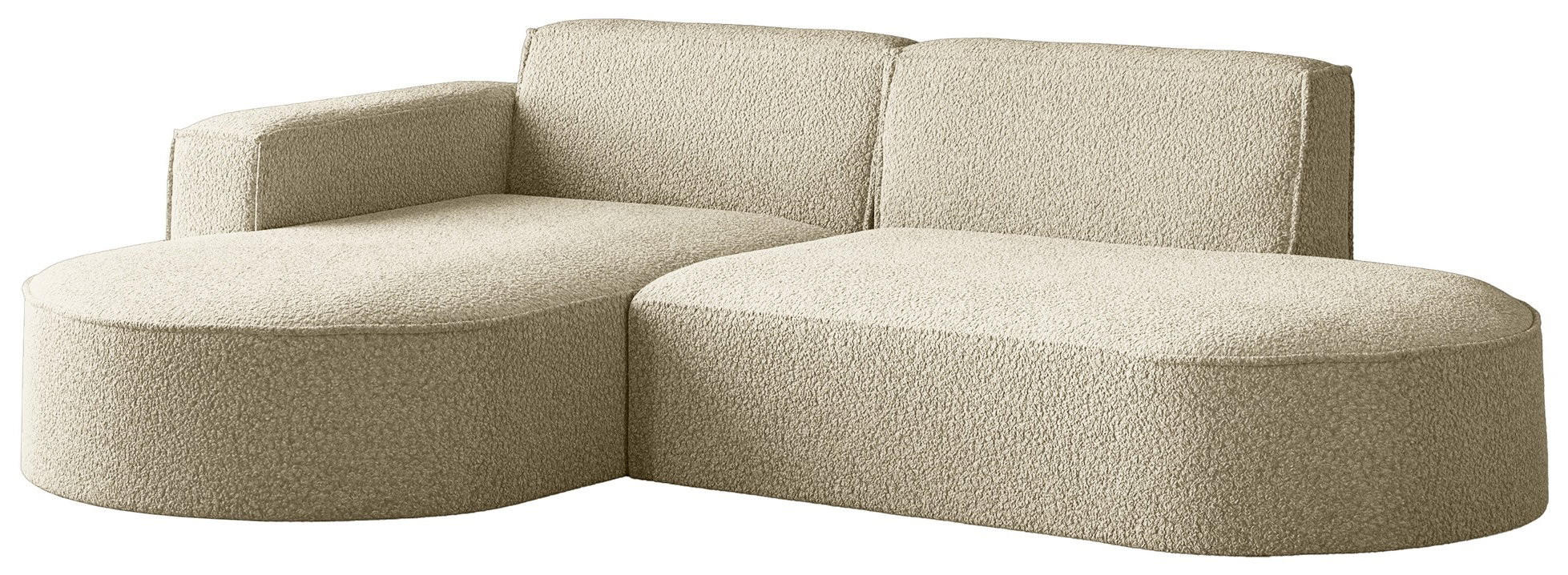 ECKSOFA Hana L-Form 3-Sitzer Ecke Links, Boucle, Beige 241/73/168 cm - Beige/Schwarz, Textil/Metall (241/168cm) - WFL GROUP
