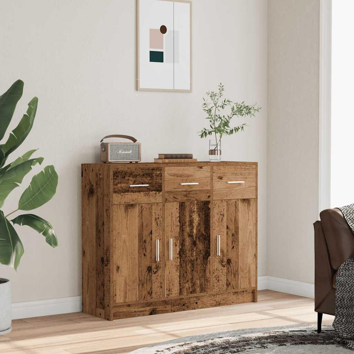 SIDEBOARD Altholz-Optik 91/28/75 Cm Holzwerkstoff - Hellbraun, Holzwerkstoff (28/75/91cm) - vidaXL