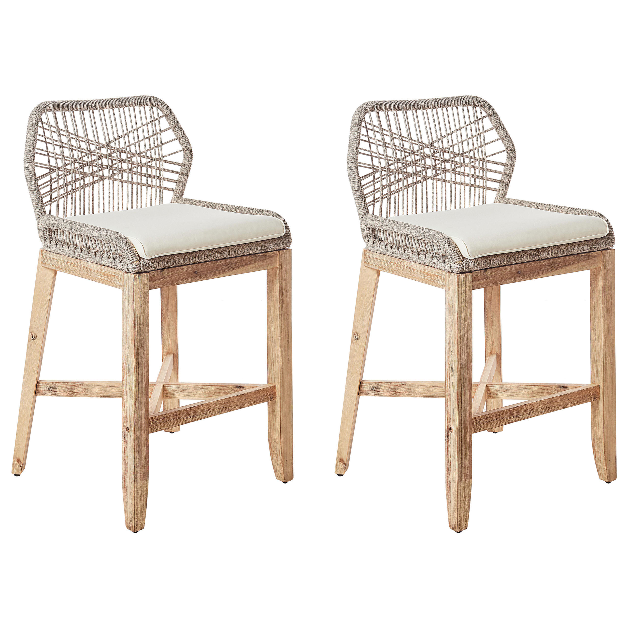 GARTENBARHOCKER 2er Set Heller Holzfarbton Talamone - Hellbraun/Beige, Holz (55/100/55cm) - Beliani