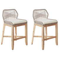 GARTENBARHOCKER 2er Set Heller Holzfarbton Talamone - Hellbraun/Beige, Holz (55/100/55cm) - Beliani